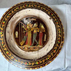 Egyptian Handmade Ornate Inlaid Wall Hanging Plate, Ornate & Beautifully